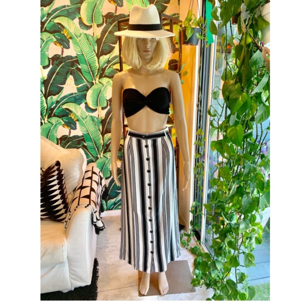 Black & White Striped Maxi Skirt